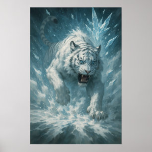 Poster Tigre blanc de givre – Empereur du royaume gelé –