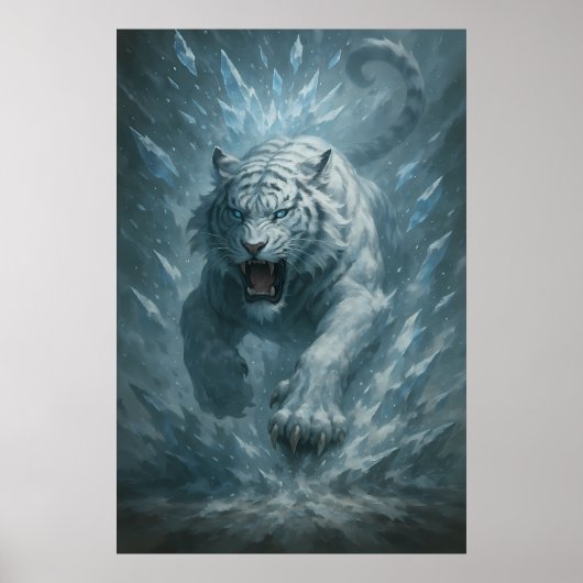 Poster Tigre Blanc – Descente de Rafale de Glace du Roi d (Devant)