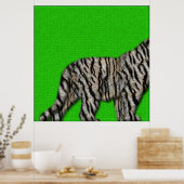 Poster Tigre blanc du Bengale : fond de fureur sur vert (Cuisine)