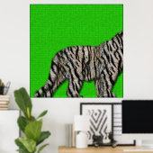 Poster Tigre blanc du Bengale : fond de fureur sur vert (Bureau à domicile)