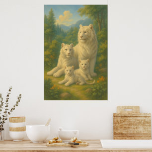 Poster Tigre Blanc • Famille Ancestrale de la Forêt de l'