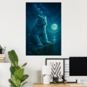 Poster Tigre Blanc Fantastique – Série Aura Mystique (Bureau à domicile)