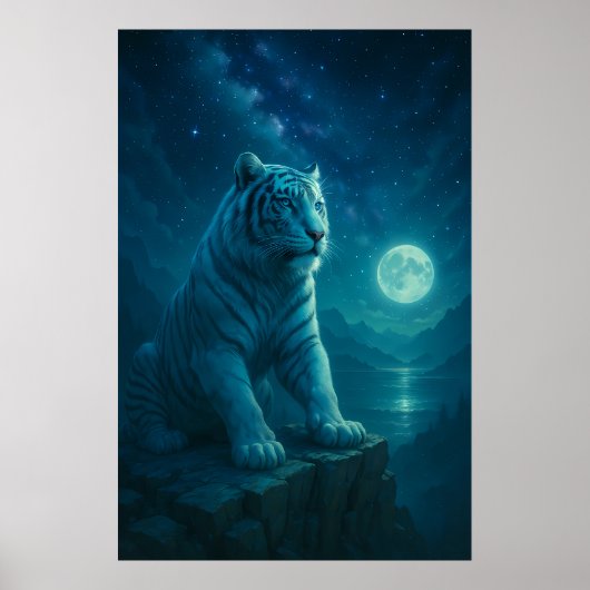 Poster Tigre Blanc Fantastique – Série Aura Mystique (Devant)