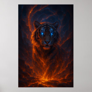 Poster Tigre Blanc Fantastique – Série Aura Mystique