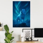 Poster Tigre Blanc Fantastique – Série Aura Mystique (Bureau à domicile)