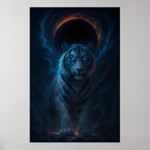 Poster Tigre Blanc Fantastique – Série Aura Mystique