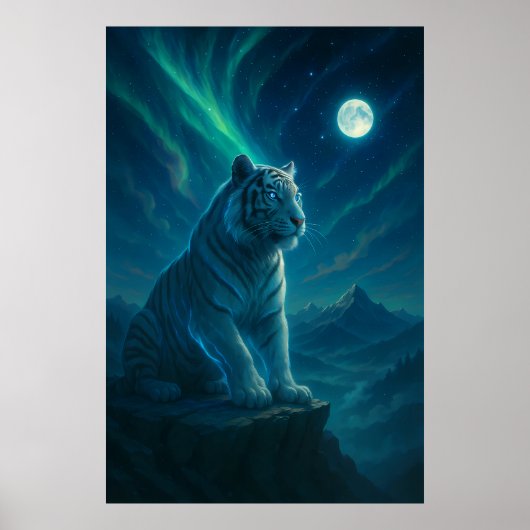 Poster Tigre Blanc Fantastique – Série Aura Mystique (Devant)