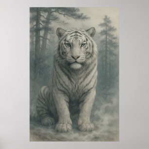 Poster Tigre Blanc Fantastique – Série Aura Mystique Ma