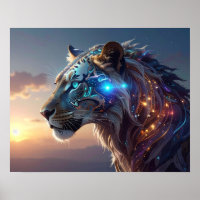 Tigre blanc mystique Art Steampunk Fantastique Sci