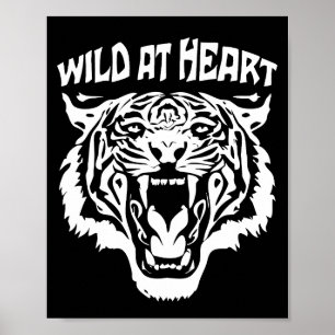 Poster Tigre blanc rugissant Sauvage au coeur