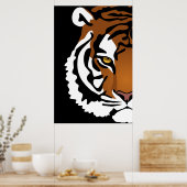 Poster Tigre, Chat Sauvage sur Fond Noir (Cuisine)