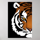 Poster Tigre, Chat Sauvage sur Fond Noir (Devant)