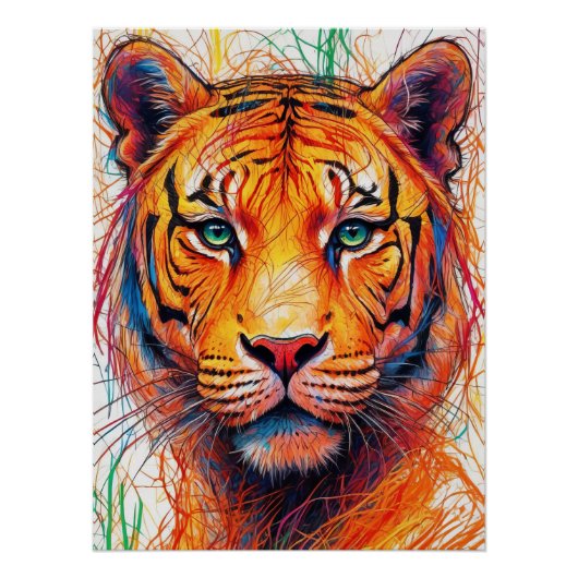 Poster Tigre coloré, Tigre Abstrait (Devant)