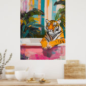 Poster Tigre dans une baignoire : Jardin tropical (Cuisine)
