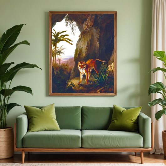 Poster Tigre dans une grotte, Art