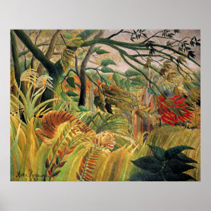Poster Tigre dans une tempête tropicale par Rousseau