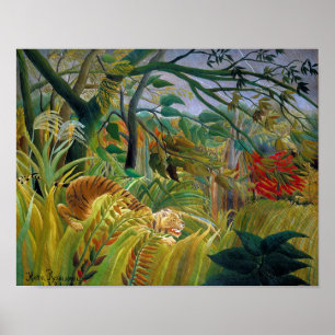 Poster Tigre dans une tempête tropicale, Rousseau