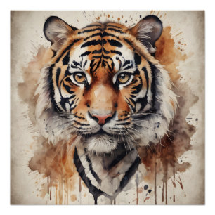 Poster Tigre d'aquarelle no 10