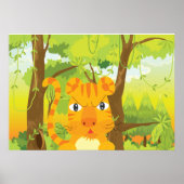Poster Tigre de dessin animé en colère mignon dans la jun (Devant)