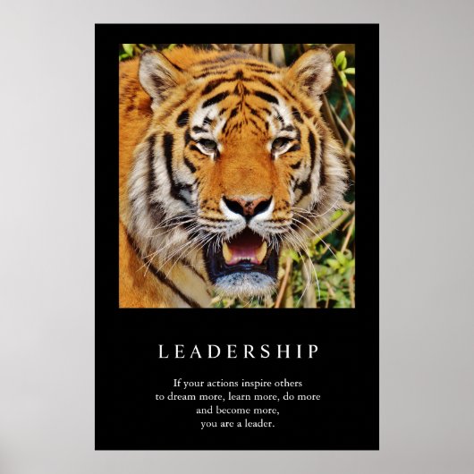 Poster Tigre de leadership motivationnel tendance (Devant)
