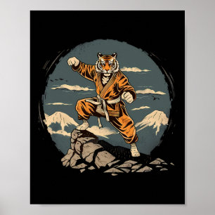 Poster Tigre de Taekwondo Mont Fuji Jiu-jitsu Kickboxing