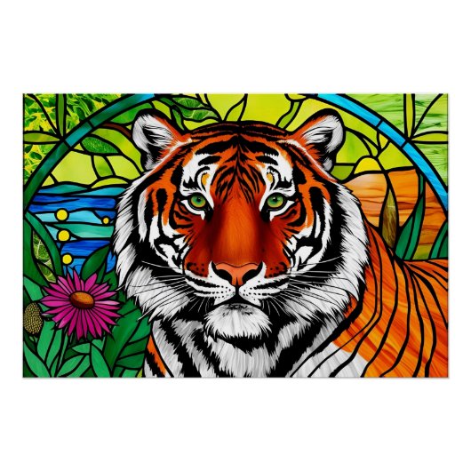 Poster Tigre en verre tendu (Devant)