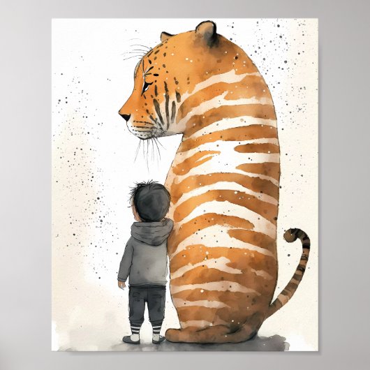 Poster Tigre et garçon (Devant)