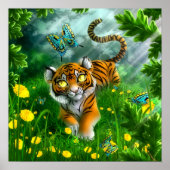 Poster Tigre et papillons (Devant)
