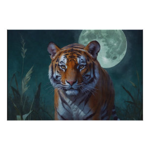 Poster Tigre et Pleine lune