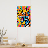 Poster Tigre Féroce Pop Art (Cuisine)