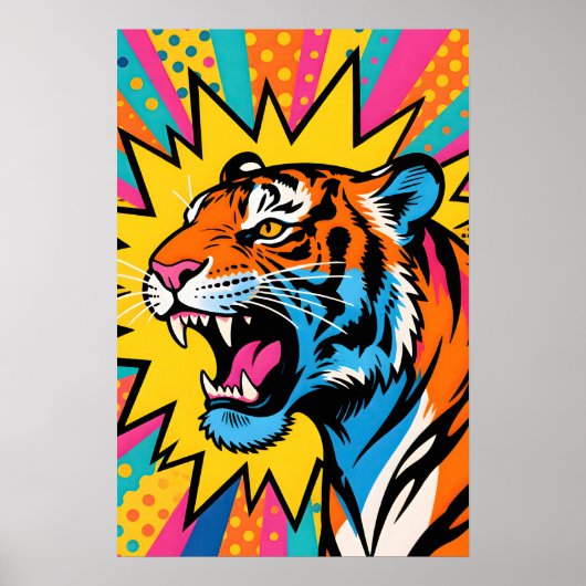 Poster Tigre Féroce Pop Art (Devant)