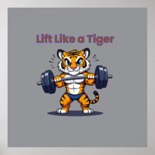 Poster **Tigre Fort – Illustration d'un Tigre Mignon qui