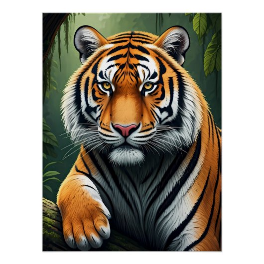 Poster Tigre majestueux dans la jungle (Devant)