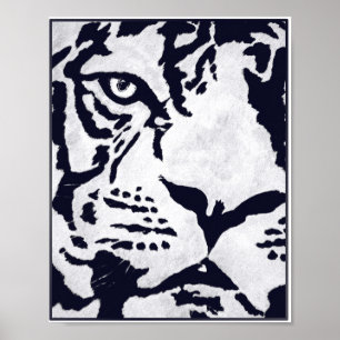 Poster Tigre monochrome avec Raven