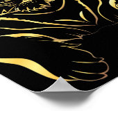 Poster Tigre noir à rayures dorées (Coin)
