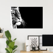 Poster Tigre noir et blanc (Bureau à domicile)