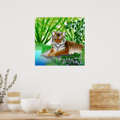Poster Tigre pacifique dans la forêt de Bamboo (Cuisine)