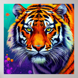 Poster Tigre Portrait d'art mural Faune de la jungle
