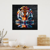 Poster Tigre regardant la réflexion dans l'eau (Cuisine)