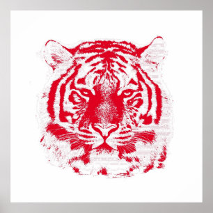 Poster Tigre rouge et blanc