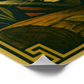 Poster Tigre stylisé dans le cadre ornemental Sunburst (Coin)