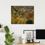 Poster Tigre surpris dans une tempête tropicale (Bureau à domicile)