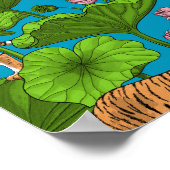 Poster Tigres dans l'étang rose lotus (Coin)