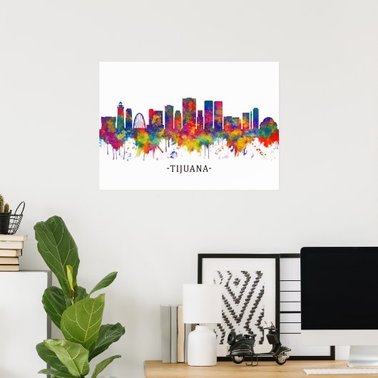 Poster Tijuana Mexique Skyline (Bureau à domicile)