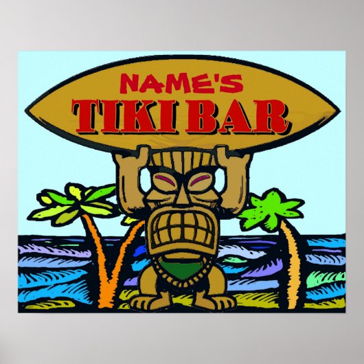 Poster Tiki Bar Sign, ajouter un nom (Devant)
