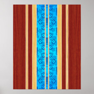 Poster Tiki Hawiian Faux Wood Surboard