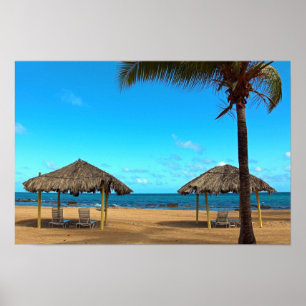 Poster Tiki Huts sur la plage