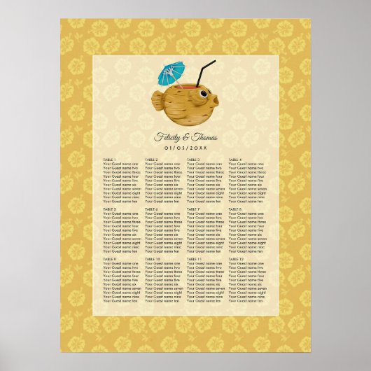 Poster Tiki Time Luau Summer Beach Wedding (Devant)