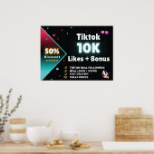 Poster Tiktok 10K Likes + 100K Vues GRATUIT (Cuisine)