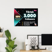 Poster Tiktok 3.000 abonnés | Acheter des abonnés Tiktok (Bureau à domicile)